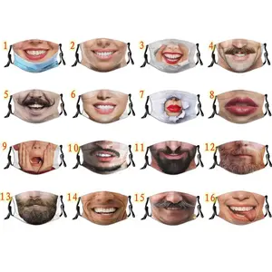 3D Funny Face Expression Dance Mask DK5888785 - Creative Socially Distanced Design Breathable Fabric No Power Needed Perfect for Parties Events Party Accessory Playful Durable Fabric Mask