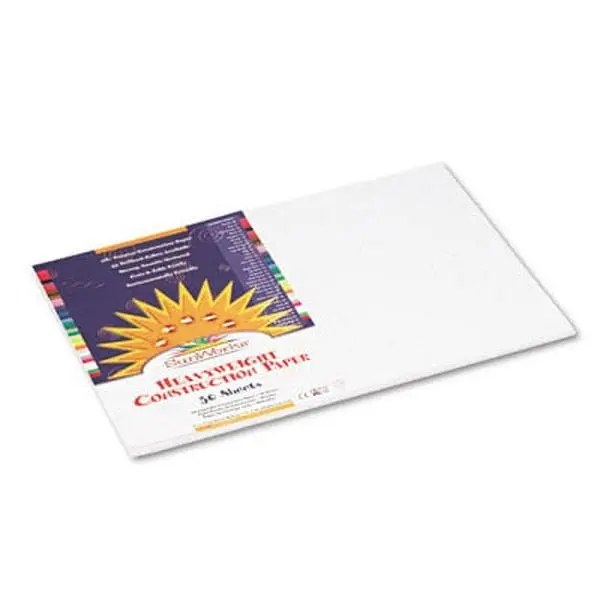 Pacon 8707 SunWorks Construction Paper Heavyweight 12 x 18 Bright White 50 Sheets