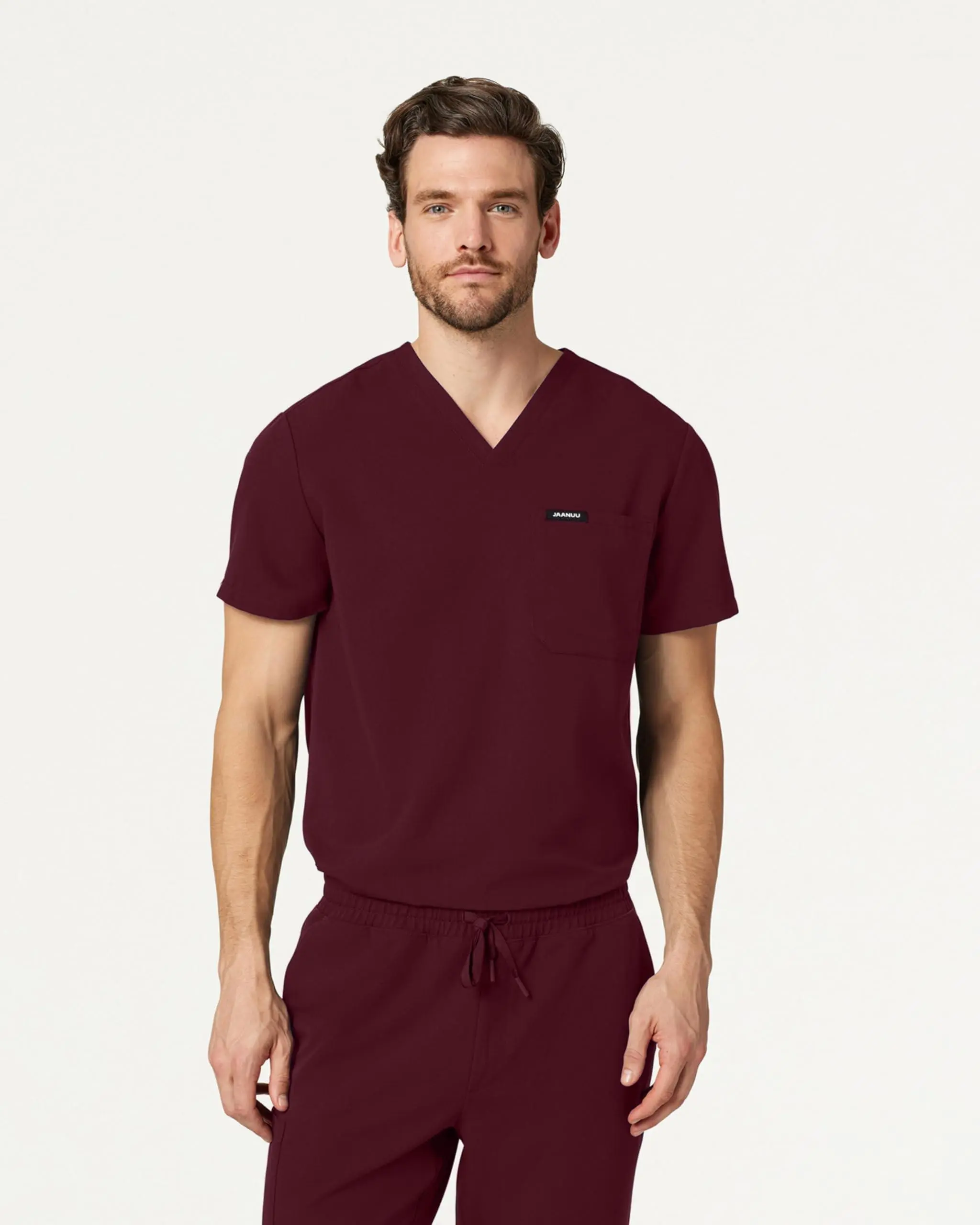JAANUU Holmes Men's Classic Scrub Style V-Neck Top | 1-Pocket Design in 4-Way Stretch UltraLAST Fabric | Water & Wrinkle Resistant