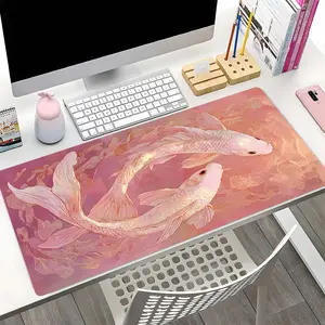 Pink Koi Pair XXL Desk Mat, Art Aesthetic Gaming Big Mouse Pad, Anti Slip Durable Rubber Pad, Large Keyboard Pad for Office & Gaming, Elegant Aesthetic Decor Gift