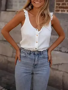 Women's Plain Fitted Tank Top, Elegant Casual Sleeveless Short Top for Summer, Ladies Clothes for Daily Wear, Casual Sleeveless Crop