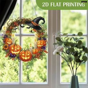 2D Flat Acrylic DIY Hanging Diamond Painting Set - 24cm Special-Shape Rhinestone Window Pendant Stickers, Hangable Wall Ornaments, Christmas Decoration, Handicraft Making & Gift Creation (Comes with Box)