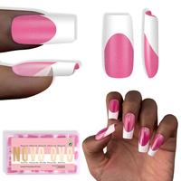 Square Medium White French Tip Rose Pink