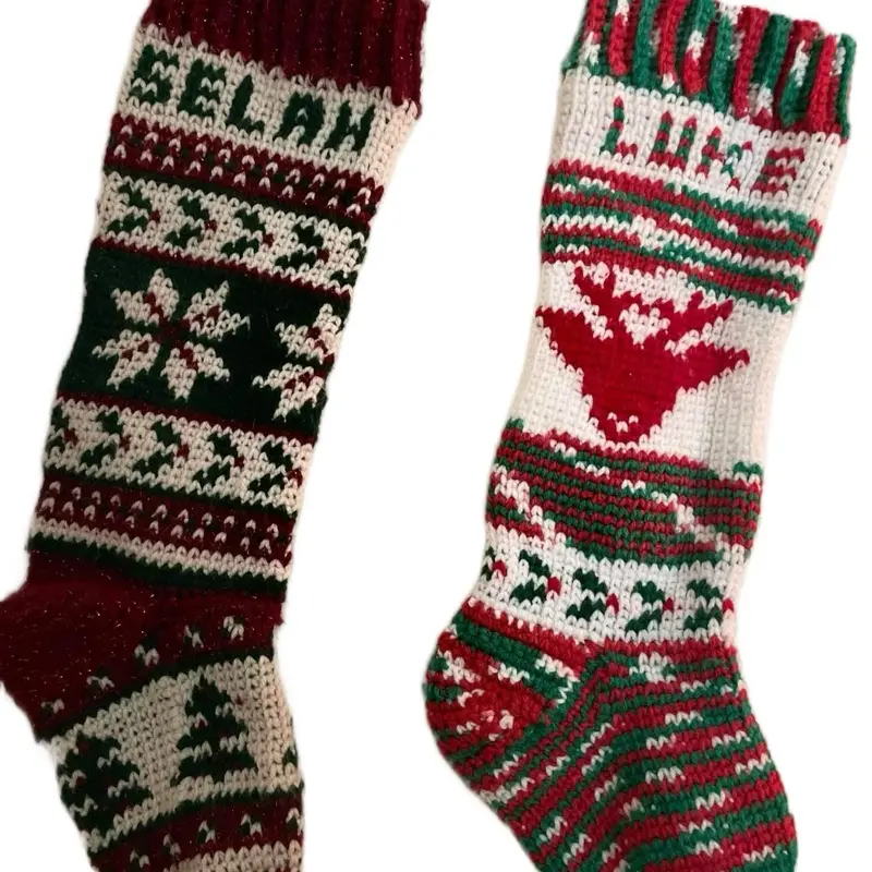 Custom Hand Made Christmas Stockings - Snowflake Pattern, Soft Fabric, Unique Design, Perfect for Holiday Celebrations