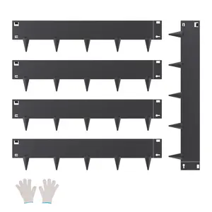 VEVOR Steel Landscape Edging,  5 Packs 39 x 5 in Rust-Resistant Metal Landscape Edging, Bendable Garden Edging Border, Heavy Duty Lawn Edging, Easy-to-Install, Flower Bed Yard Pathway Divider Black