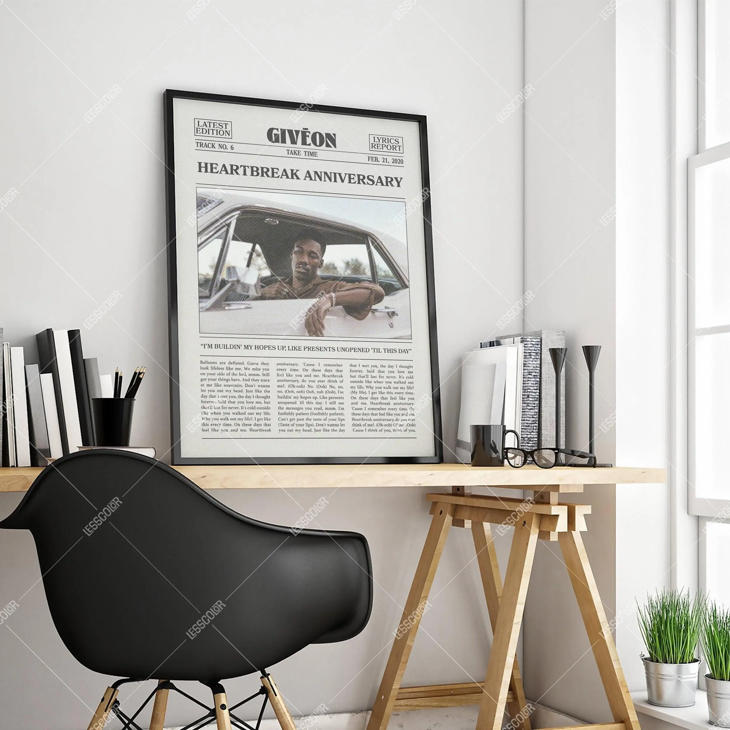 Giveon Retro Newspaper Print, Heartbreak Anniversary Poster, Lyrics Print, Giveon Poster, Take Time Poster, Unframed