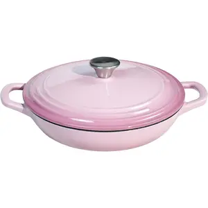 Braiser Enameled Cast Iron 3 qt Braiser Pan with Lid  Shallow Cast Iron Casserole with Handels