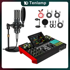 【US】Tenlamp G10-P15 Sound Card Kit, Upgraded Cantilever Bracket, Customizable Sound Effects, Condenser Microphone, Suitable for Live Streaming, Gaming, Vocal Podcasting, 2-Level Noise Cancellation, and Computer Audio Mixing#TikTokShopBlackFridaay