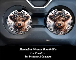 Black & White Cow Car Coasters - Upgrade Your Car Interior with Stylish and Functional Car Coasters