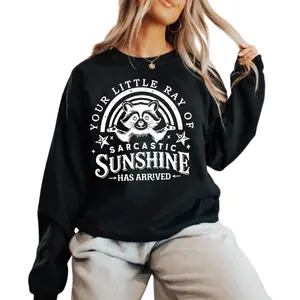 Your Little Ray of Sarcastic Sunshine Sweatshirt – Funny Sassy Raccoon Meme Crewneck