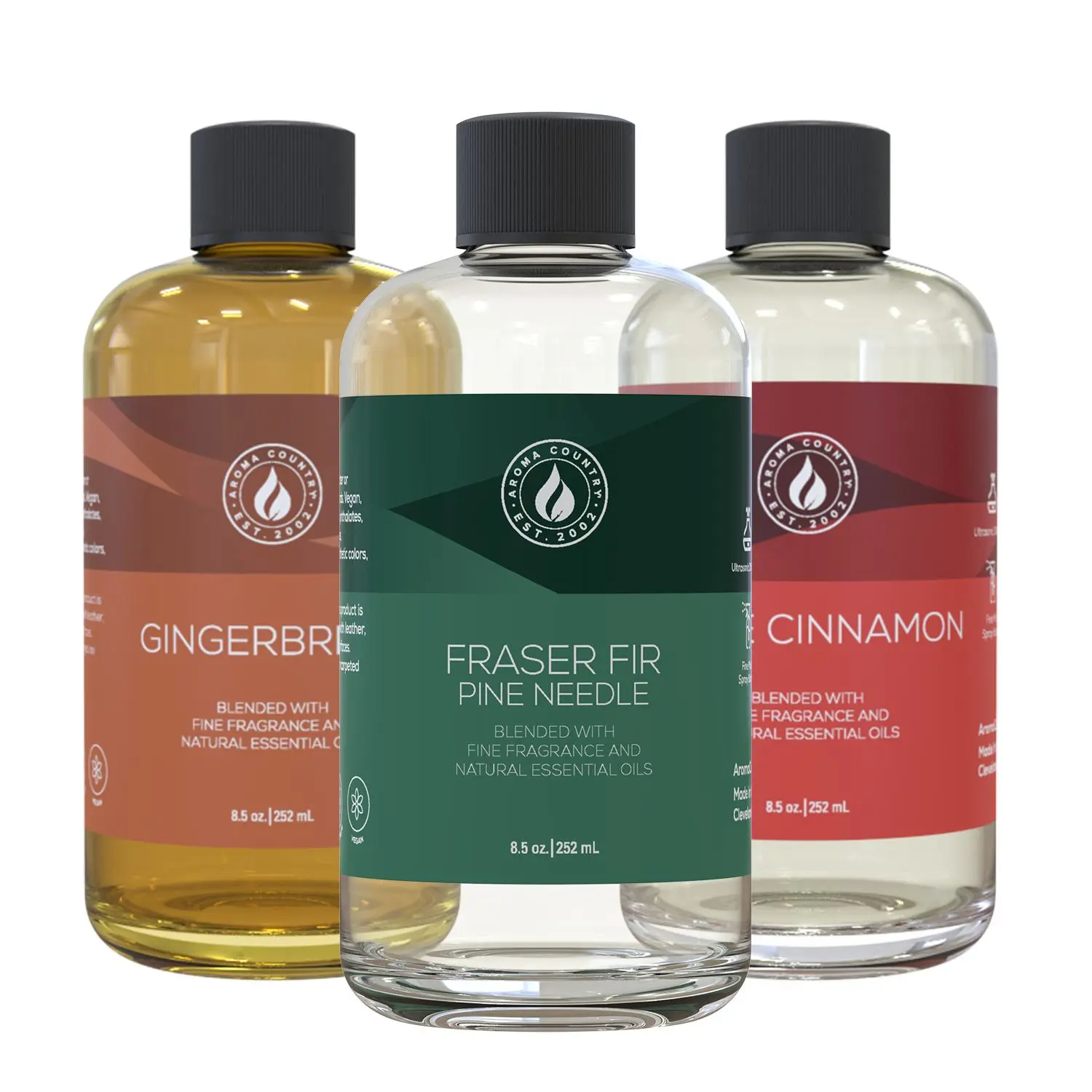 Aroma Country Winter Holiday Diffuser Oil - Fraser Fir Pine Needle Scented Room Spray Air Freshener - 8.5 oz - Home Scent Fragrance Gift