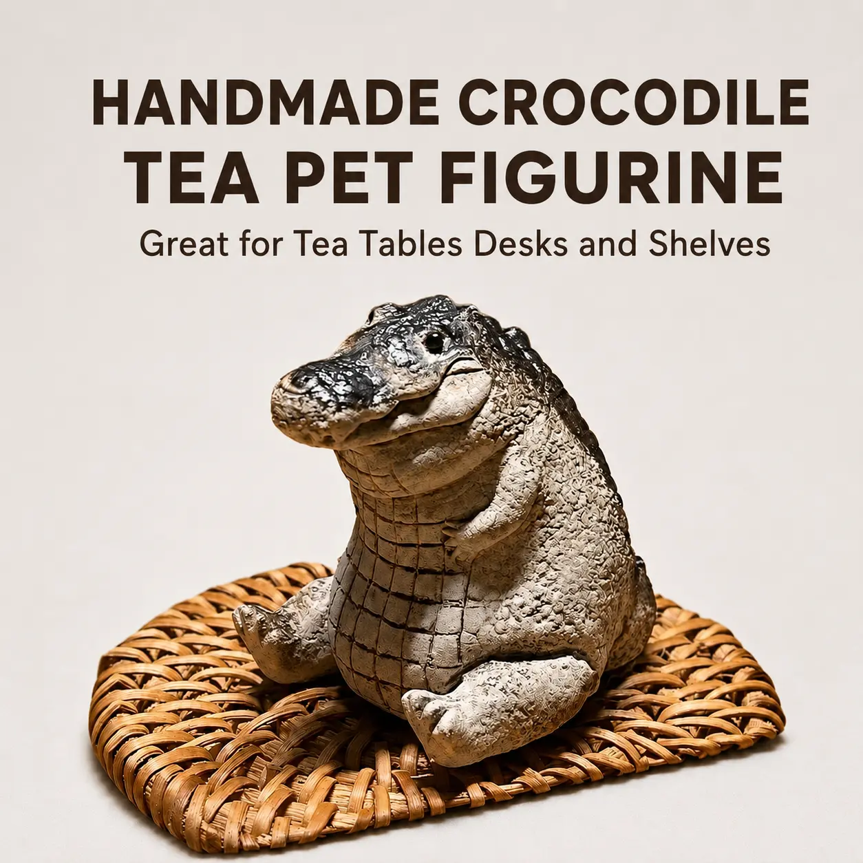 MIUVA Home Essentials Handmade Crocodile Tea Pet Figurine Alligator Statue Tea Set Accessory Desk Decor Shelf Decoration Gift Ideas for Dad