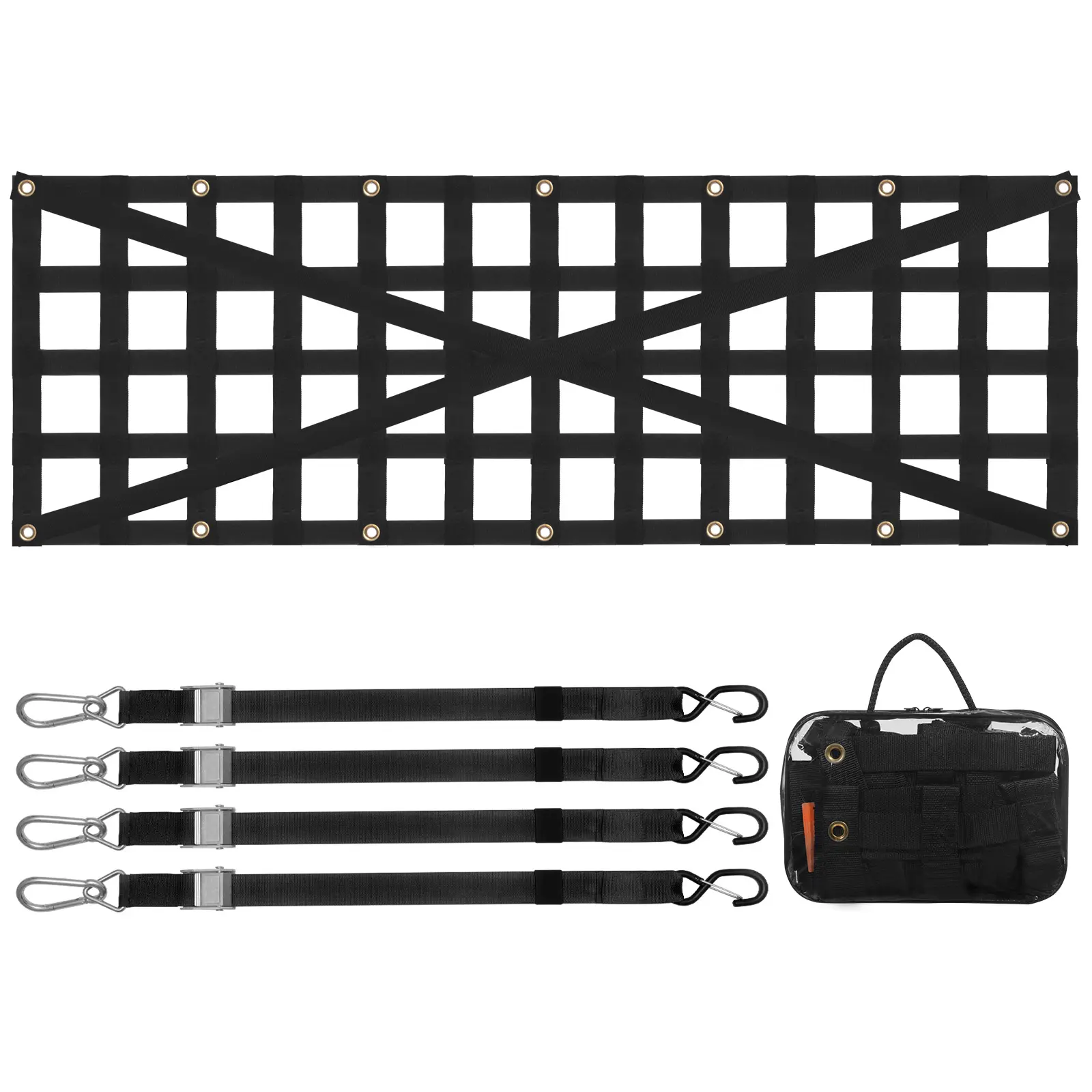 【summerfinds】VEVOR Heavy Duty Pickup Truck Bed Tailgate Net (54 in x 18 in) with 4 Adjustable Telescopic Straps, Adjustable Hanging Ropes, Cross-Reinforced Durable Build, Ideal for Trailers, Father's Day Gift