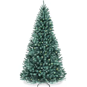 Best Choice Products Pre-Lit Blue Spruce Christmas Tree w/ Foldable Base, Incandescent Lights