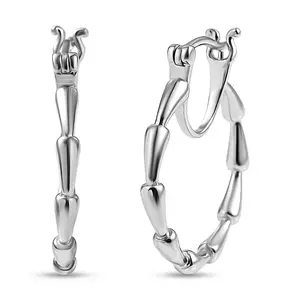 Hoop Earrings in Platinum Over Sterling Silver 4.80 Grams