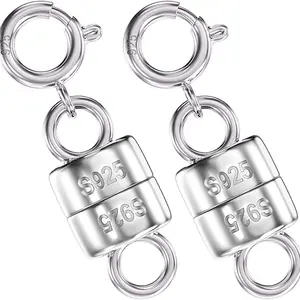 925 Sterling Silver Magnetic Necklace Clasps ,Magnetic Clasp Converter for Jewelry Making Supplies,Chain Connector for Small Necklace Bracelet