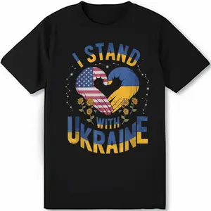 Support Ukraine I Stand With Ukraine Ukrainian Flag T Shirt Full Size