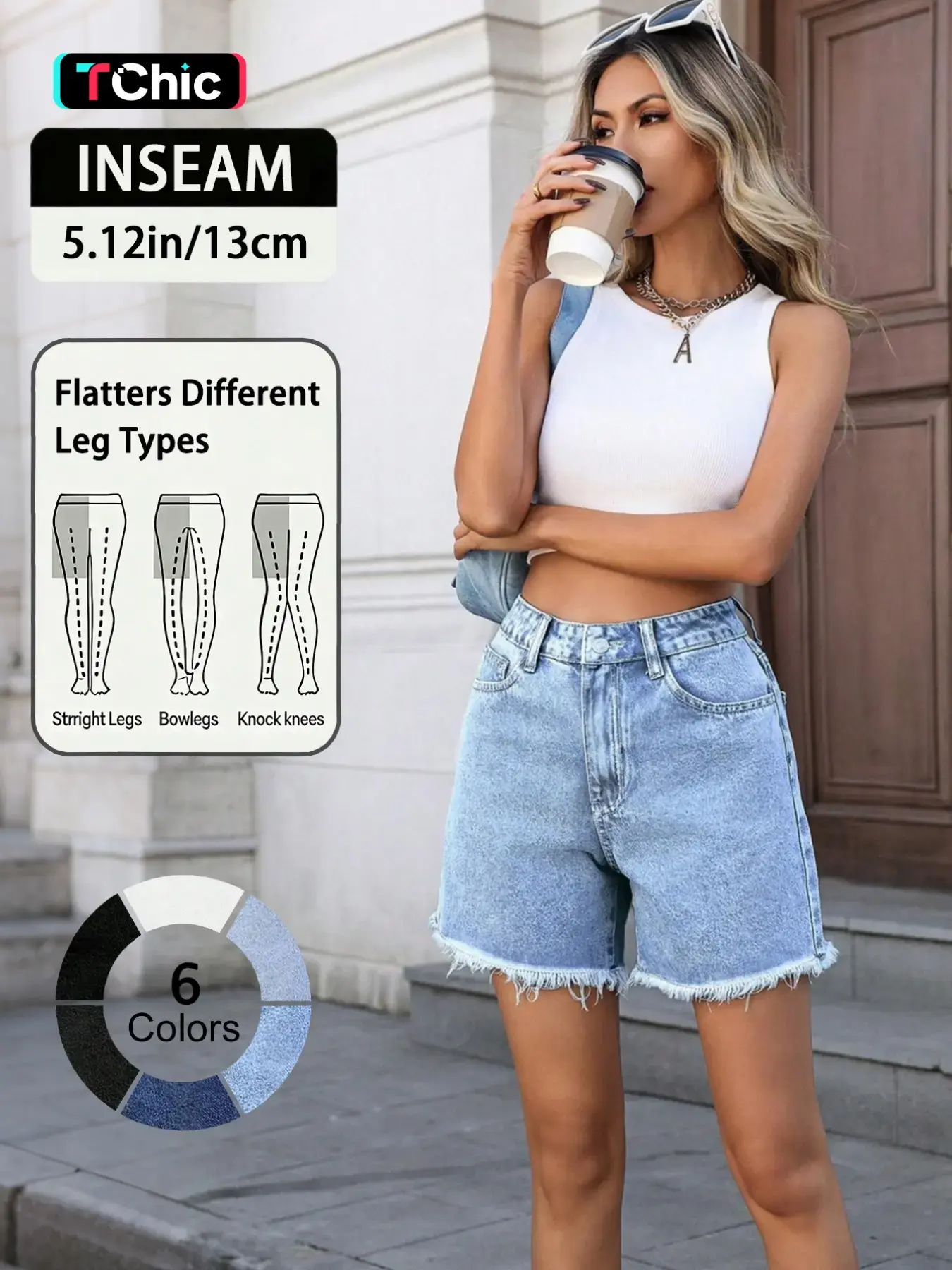 Elegant Women's High Waist A-Line Frayed Casual Denim Fabric Shorts, Loose Fit and Flattering Design, Versatile Boho Style for Summer Fashion