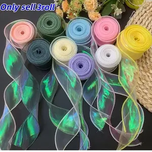 3 Rolls Floral Packaging Ribbon, Gift Wrapping Ribbon, Bow Decorative Ribbon, Ideal for Bouquets, Birthday, Wedding, Party Decorations, DIY Crafts