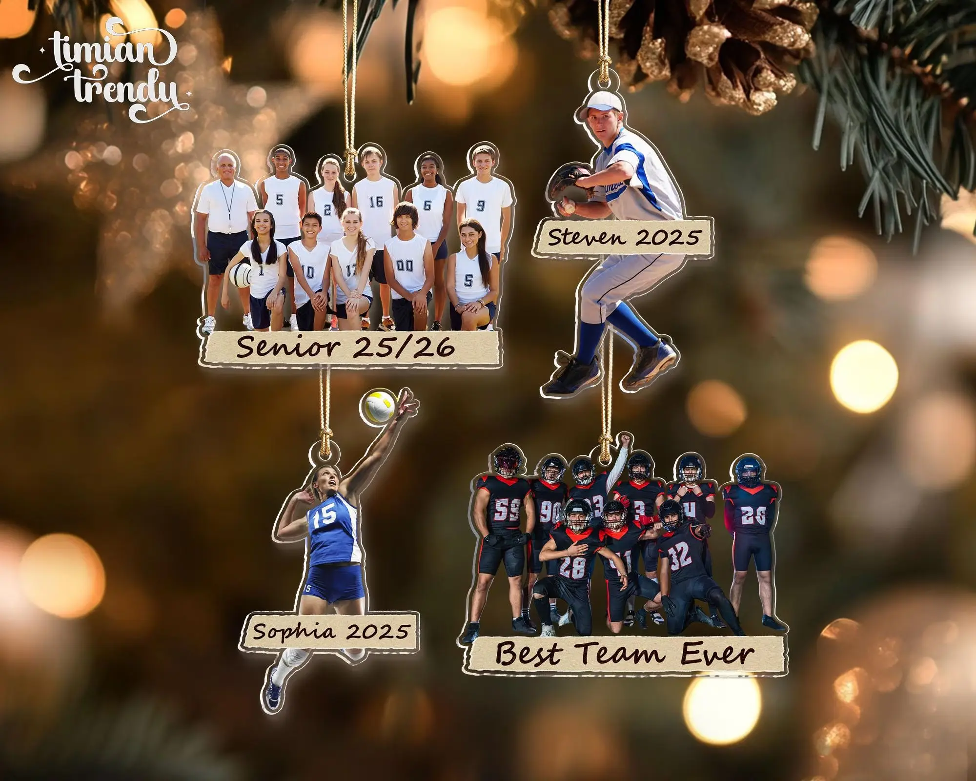[NEW] Custom Photo Team Ornament, Personalized Sport Player Ornament, Senior Gift 2025, Football Team Keepsake, Christmas Tree Decor