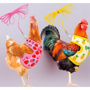 2-Piece Elastic & Breathable Poultry Harness Set - Adjustable Vest for Hens, Ducks, or Geese. Pineapple & Strawberry Designs for Comfortable Pet Training and Walking (Medium)