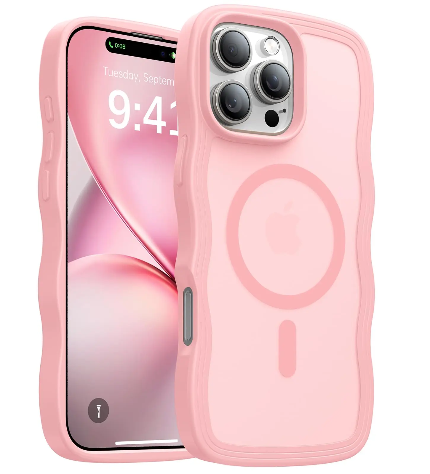 Hot Pink Magnetic Case for iPhone 15 Pro, Compatible with MagSafe, Shockproof Military Grade Protective Cover, Anti-Yellowing Frosted Matte Phone Case