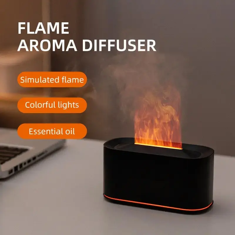 1pc 220ml Flame Ultrasonic Aroma Diffuser, 7 Colors Lighting Diffuser Machine, Portable USB Powered Essential Oil Desktop Diffuser Air Humidifier, Aromatherapy Diffusers, Humidifier Light for Bedroom, Living Room, Home Decor, Aroma Diffuser Humidifiers