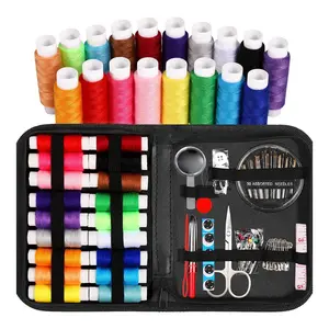Sewing Kit, Thread Scissors Needle Thimble Tape Measure Button, Threader Unthreader Sweater Needle, Needle and Thread Bag with Zipper Pouch