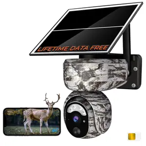 4G LTE Trail Camera with Lifetime Unlimited Data, Cellular Solar Powered Game Cam with Lifetime Thumbnail Free, 0.5s Motion Trigger, Pan& Tilt, Dual Night Vision, Remote APP Control, IP65
