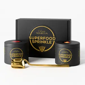 Chef Mareya's Superfood Sprinkle Gift Set–Mouthwatering Functional Spice Blends of 13 Nutrient-Rich Superfoods with Black Cumin, Turmeric, Mushroom & Kelp Flake for Savory Taste, Nutrition & Longevity, Two pack of 3 oz Seasonings with Free Golden Spoon