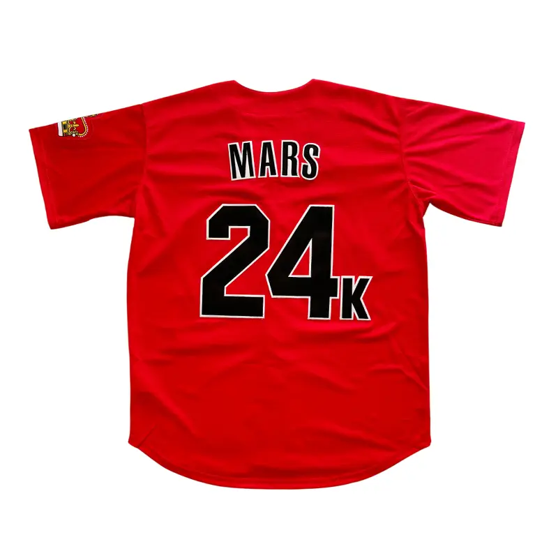 Men's Mars Hooligans #24K Hip Hop Rap Baseball Jersey Breathable