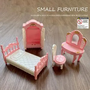 Mini Doll Furniture Set for Kids, Doll House Doll Bed, 4 Room Themes for Educational Role Play, Perfect Gift for Birthdays & Christmas