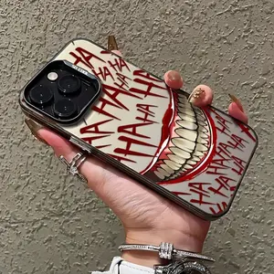 Phone Case for IPhone 17 Pro Max 16 Plus 15 14 13 12 11 Air E with Patterns of Exaggerated Grinning Smile and "HA HA HA" Text, Full of Joker - Style Phone Case Full Body Protection Anti-Scratch PC Smartphone Cover