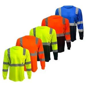 5 PACK SHIRT High Visibility Black long sleeve safety shirt with 2" reflective strip (SEE DESCRIPTION FOR SIZE INFO)