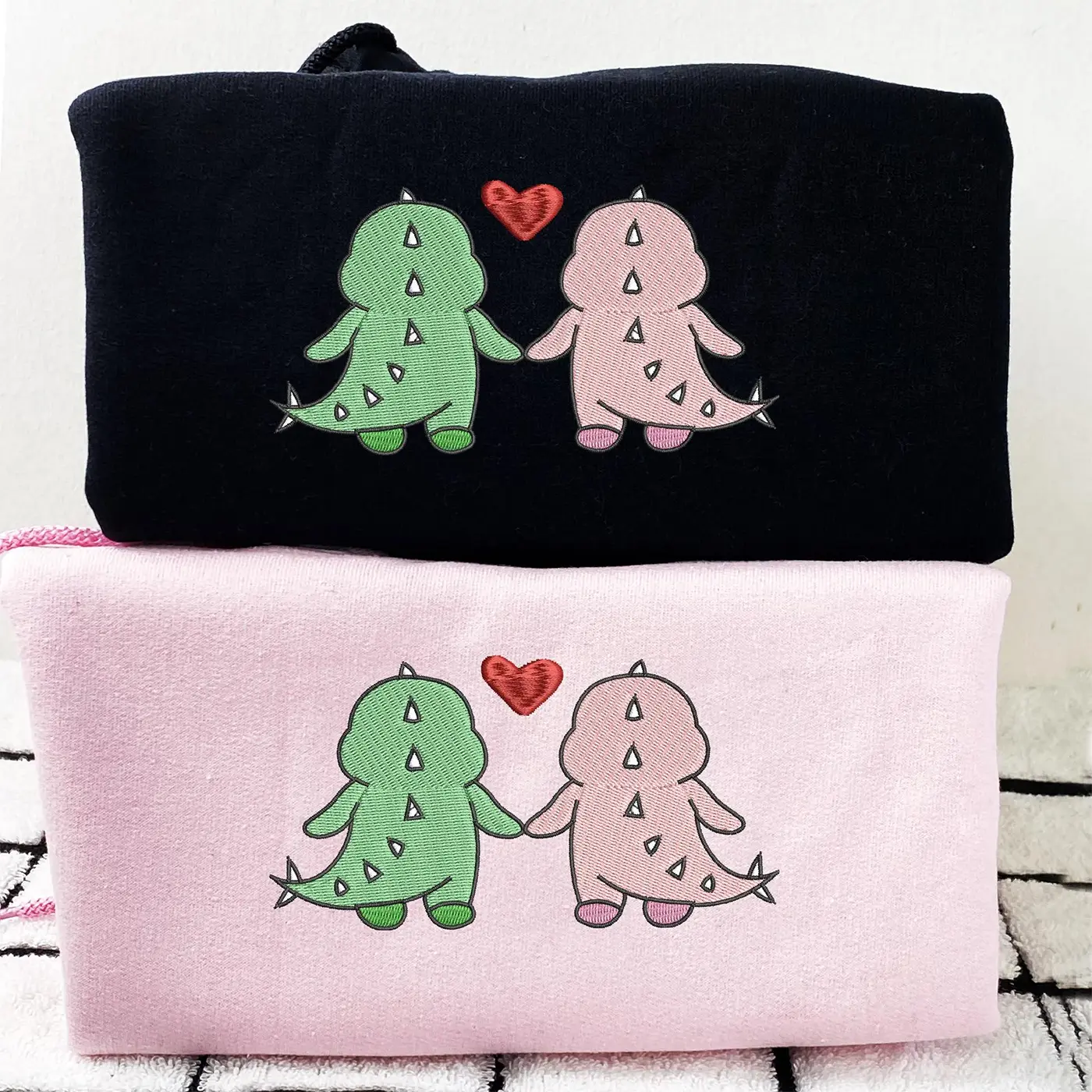 Matching Dinosaur Hoodies, Dinosaur Hoodies, Embroidered Hoodies For Couples, Useful Gifts For Couples