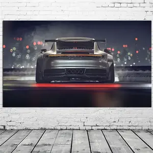 1pc Modern Wall Art Black Supercar 911 GT Back View, HD Canvas Print Poster, Home, Living Room, Corridor, Decoration Painting
