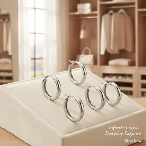 4 Pairs Gold Hoop Earrings for Men and Women 316L Surgical Steel Hypoallergenic Sleeper Earrings 8mm 10mm 12mm 14mm Set