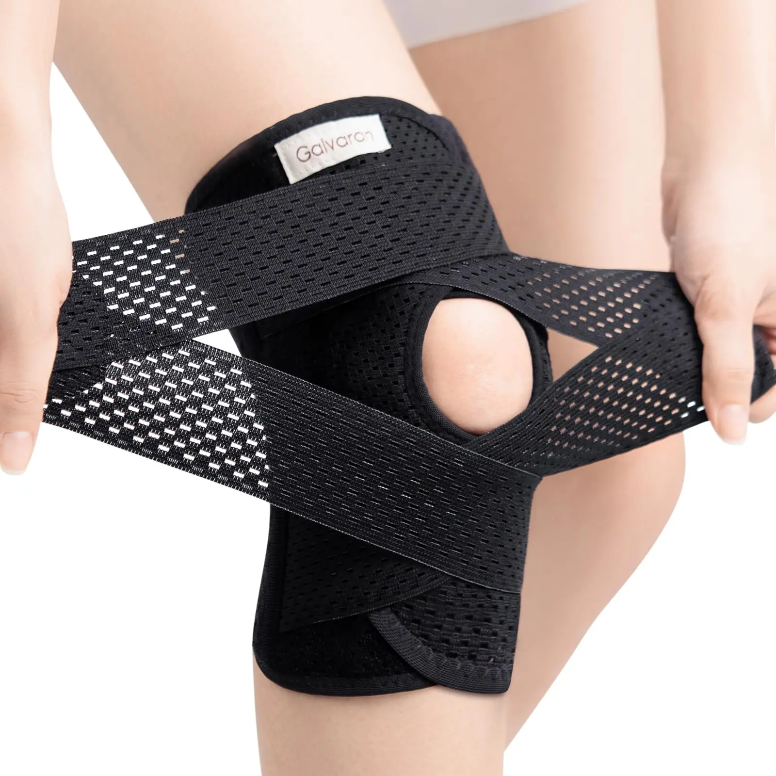 Adjustable Knee Brace with 4 Springs, Open Patella Support for Unisex Fit, Breathable Polyester Mesh, Active Recovery Protective Gear for Running & Fitness, Adjustment Brace Protective Gear, Mesh Weave, Padded, Pain Recovery