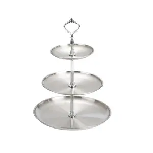 3 Tier Stainless Steel Cupcake Stand - Gold Tiered Dessert Stand for Wedding & Birthday Party