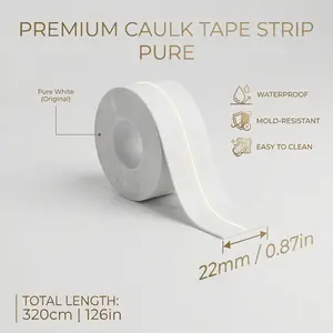 White Waterproof Self-Adhesive Caulk Tape (10.5ft-0.87in) - Easy-Application, Durable Sealing Tape for Bathroom, Kitchen Sink Edges outdoorfun