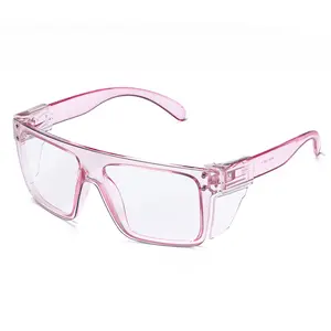 Pink Photochromic Anti-Blue Light UV400 Auto-Darkening Clear to Smoke Lens Transitional ANSI Z87.1 Safety Sunglasses with Removable Side Shields 142x156mm