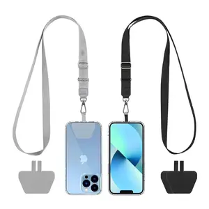 Crossbody Phone Lanyard 2 Pack Phone Sling-2× Adjustable Neck Strap,2× Phone Patches,Universal Cell Phone Multifuctional Patch Lanyards Compatible with Most Smartphones(Black+Gray)