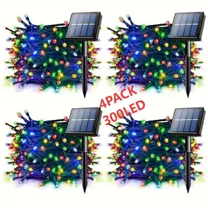 4pack Solar Christmas Lights, 1200 LED Outdoor Decorative Lights Waterproof, 8 Modes, Yard Fence Balcony Party Tree Decoration