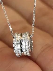 Elegant Artificial Zircon Decor Pendant Necklace for Women, Fashion Jewelry for Party, Daily Clothing Decor, Trendy All-match & Exquisite Jewelry for Birthday Gift, Sparkling CZ Necklace