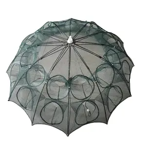 24 Holes Foldable Umbrella Fishing Net |   Portable Hexagonal Fish Trap for Minnow, Crayfish, Crab |   Outdoor Fishing Tool