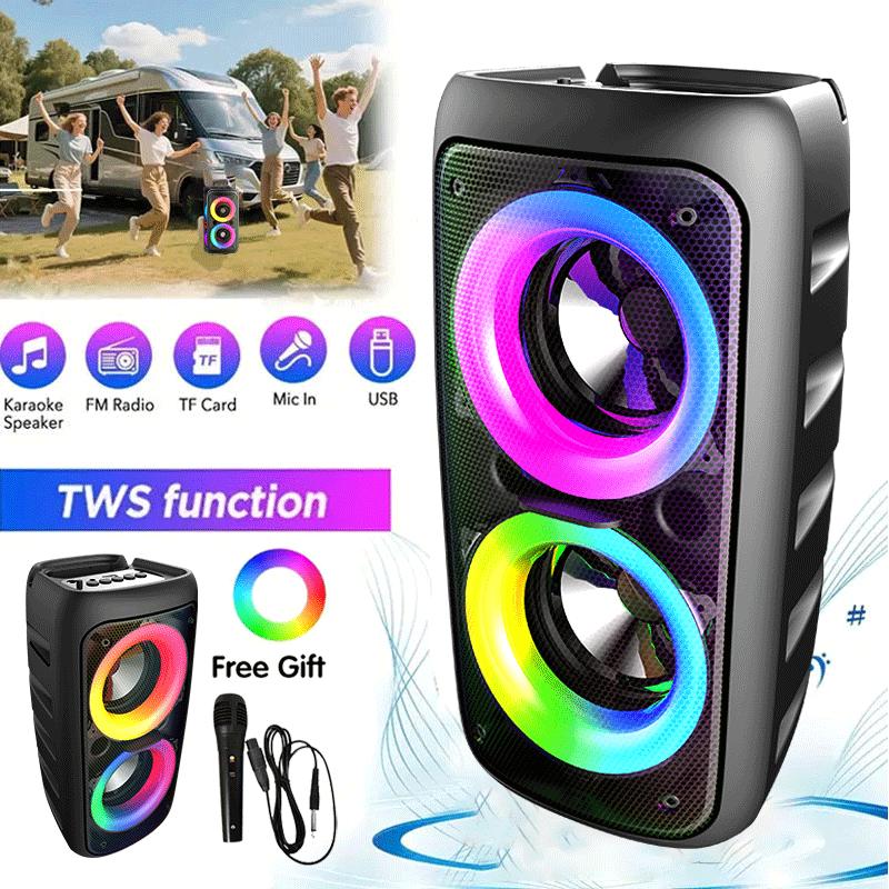 Portable Outdoor Wireless Bluetooth Speaker Compact Sound Amplification with Bass Boost Subwoofer Capacity: Type-C Charging Port Supports TF Card, FM, USB Disco KTV Ideal for Family Gatherings, Indoor Music & Dance Holiday Gift Audio Smartphone Smartphone