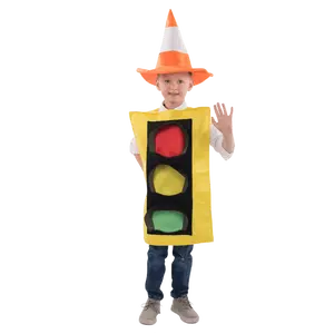 Traffic Light Costume Dress For Kids - Colorful Role Play Dress-Up with Cone Hat - Perfect for Halloween, Fantasy Theme Party & School Events - Boys Costume