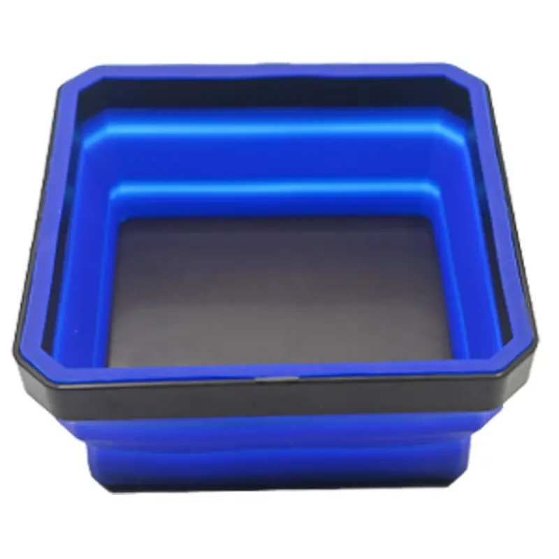 Magnetic Storage Box, Square Silicone Collapsible Magnetic Parts Tray with Strong Magnets, Durable Tool Organizer for Hardware