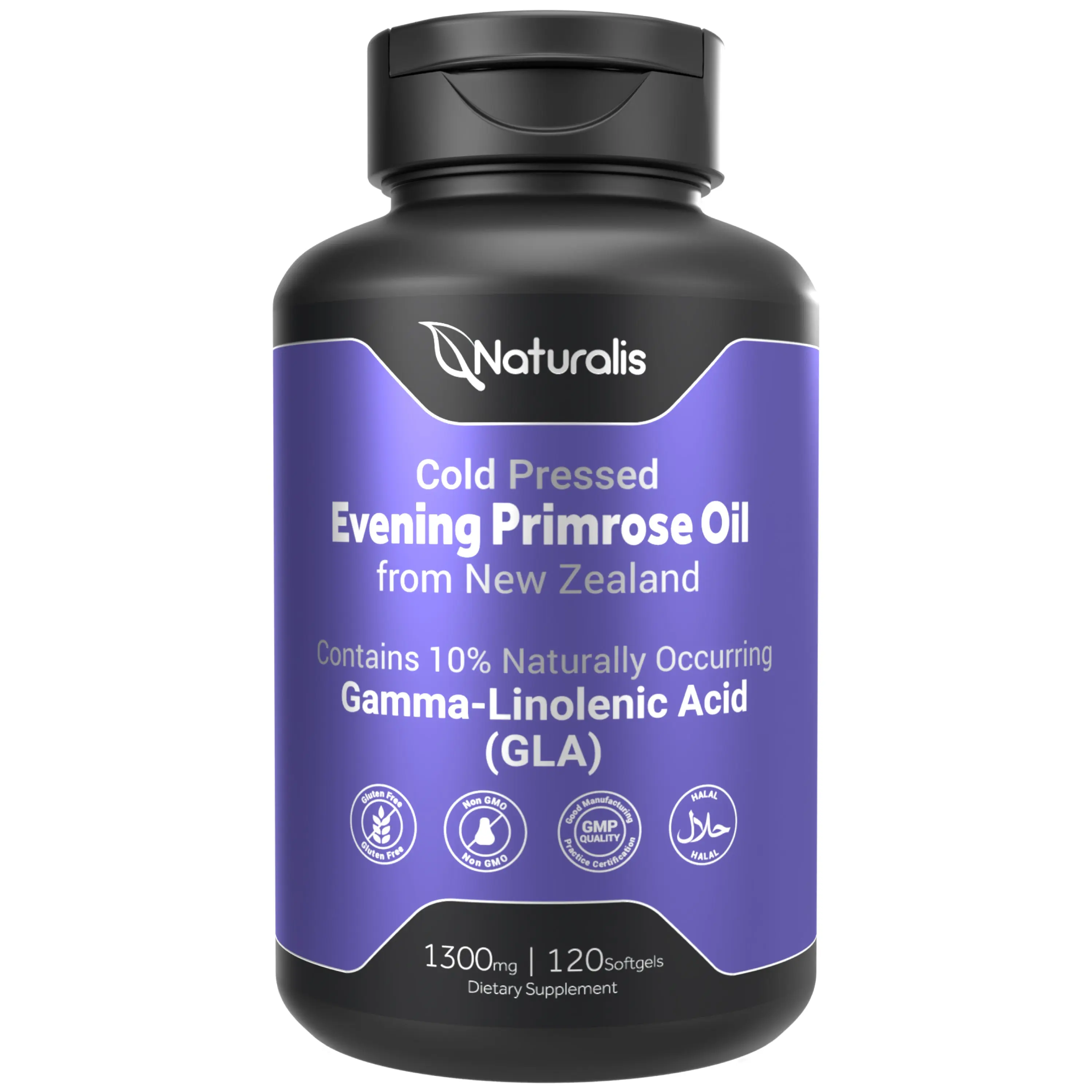 Naturalis Evening Primrose Oil (1300mg) with Naturally Occurring GLA(Gamma-Linolenic Acid)| 100% Natural from New Zealand | Cold Pressed