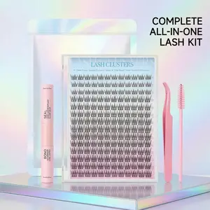 Cat Eye Lash Clusters - 168 Pcs DIY Lash Cluster Kit 9-12mm - Natural Wispy Lashes Clusters with Bond and Seal - Premium Faux Mink Eyelash Extensions for Everyday Glam